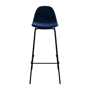 Lot de 2 chaises de bar en velours bleu foncé 75 cm - Henrik
