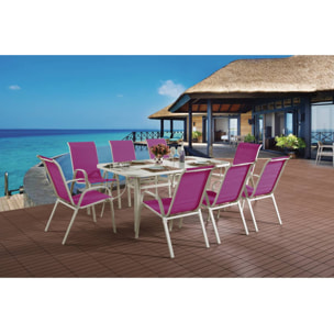 Table et chaises de jardin en textilène "Cordoba XL 180" - Phoenix - 8 places - Fuschia