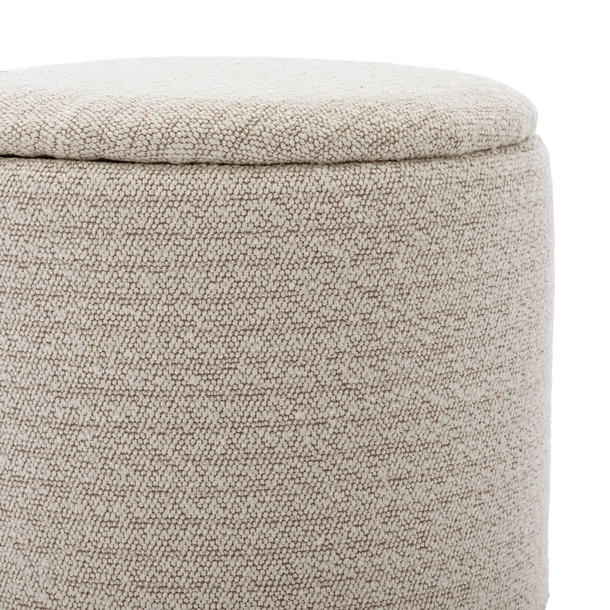 Pouf blanc en tissu avec rangement pour coussins ou plaids