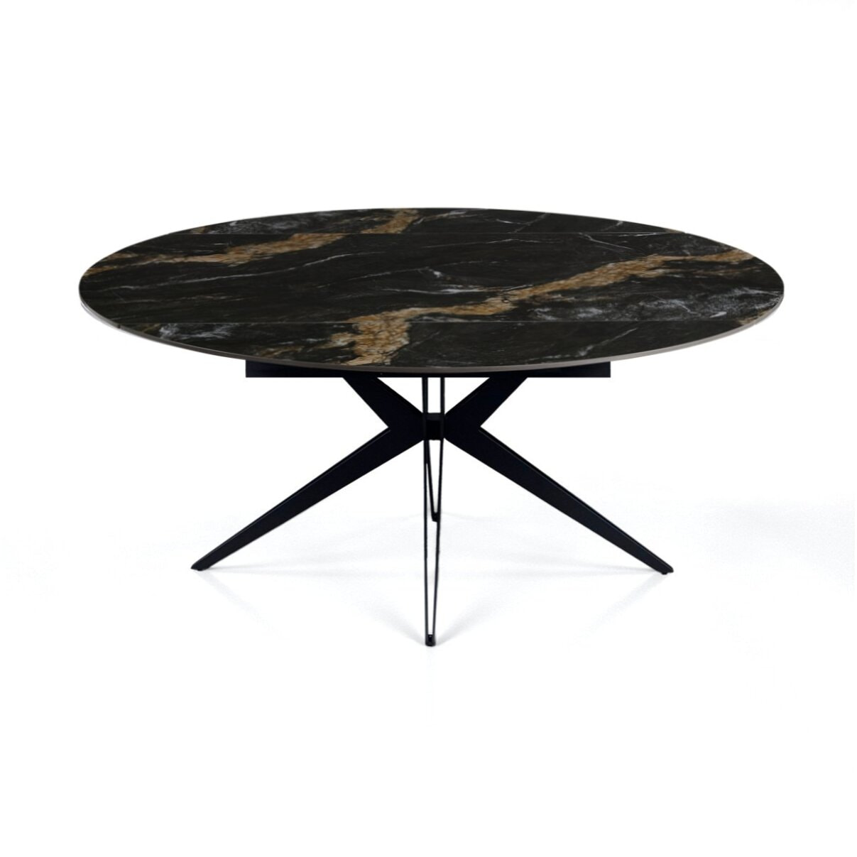 Table à manger extensible Tomasucci FACT, en céramique, marbre noir, gris, 160 x 90-125-160 cm