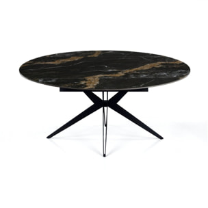 Table à manger extensible Tomasucci FACT, en céramique, marbre noir, gris, 160 x 90-125-160 cm