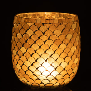 J-Line photophore Mosaique - verre - blanc/jaune clair - large