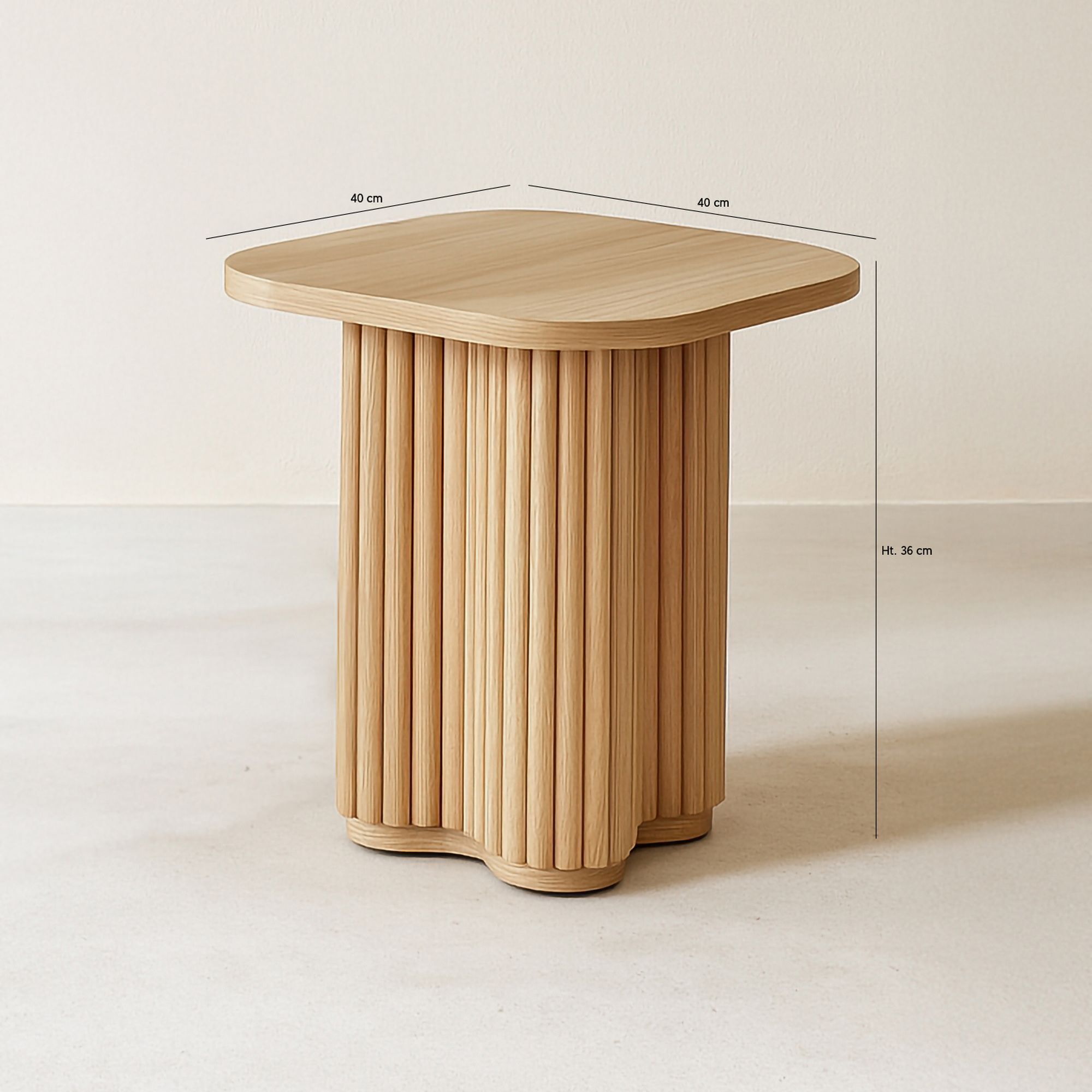 Table d'appoint carré avec pied de forme organique 40cm ALBA