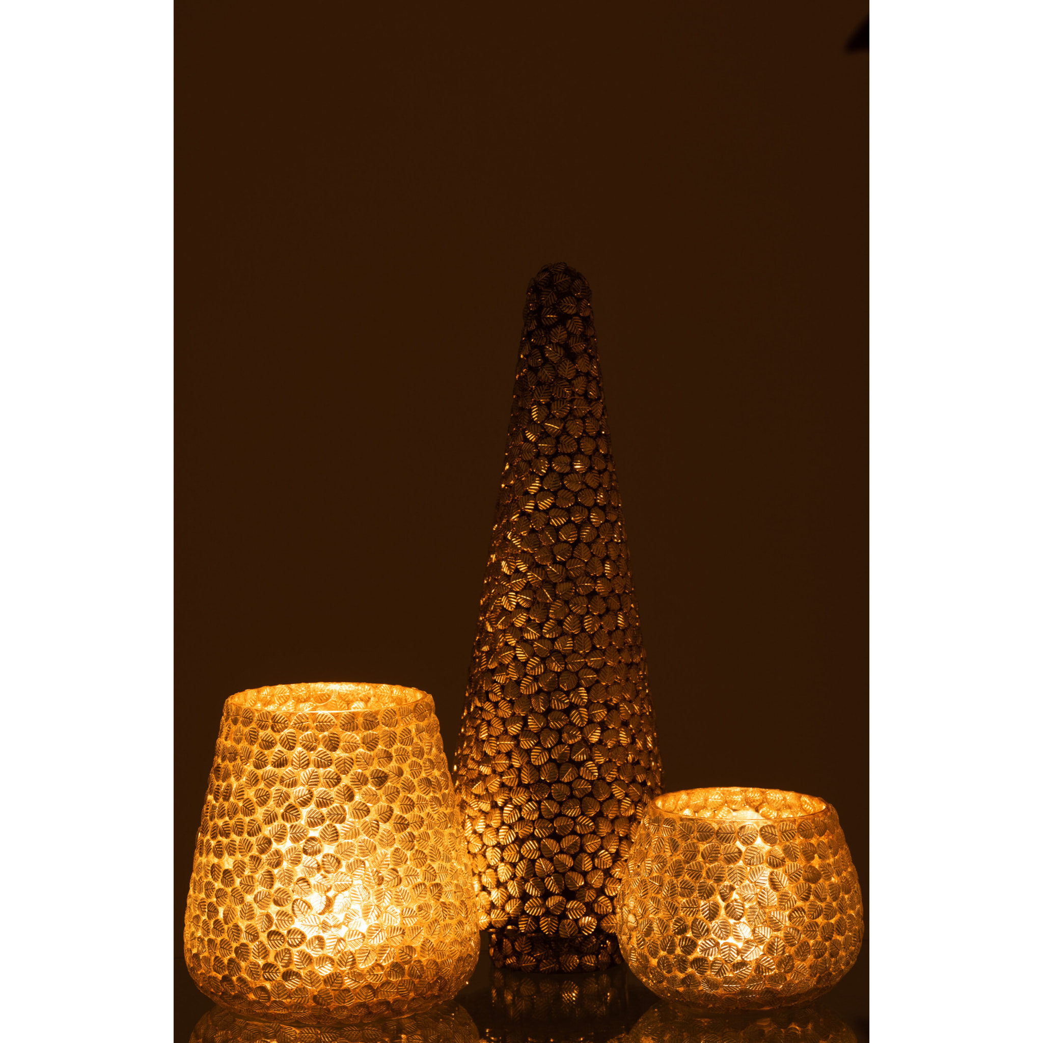 J-Line decoration Arbre Feuille - verre - argent