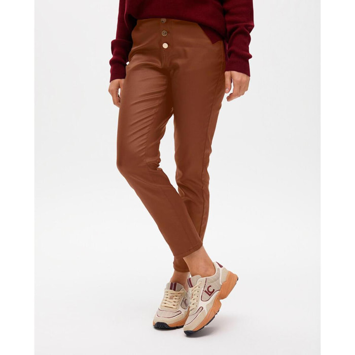 Pantaloni cerati svasati beige