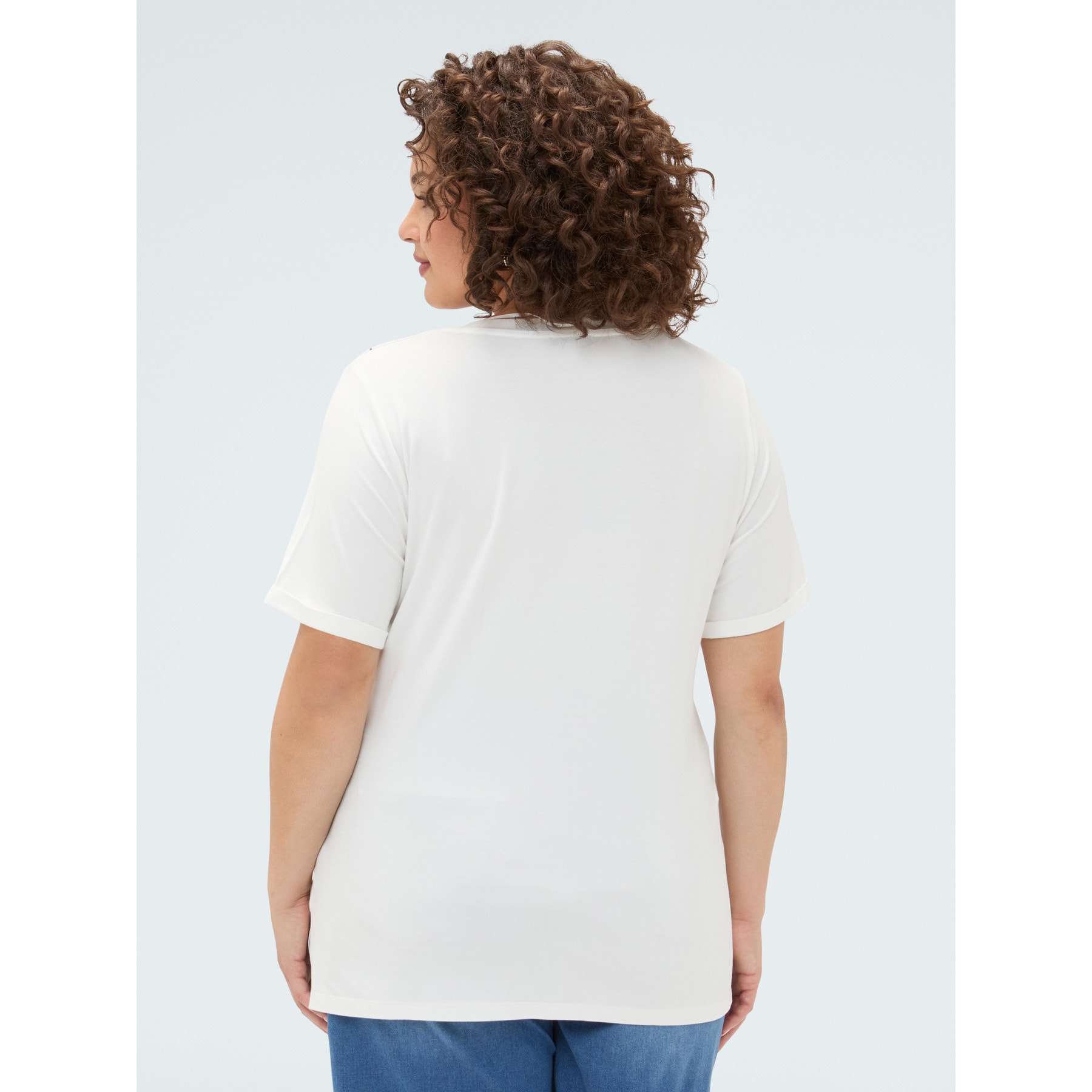 Fiorella Rubino - T-shirt in viscosa con stampa floreale e ricamo - Bianco