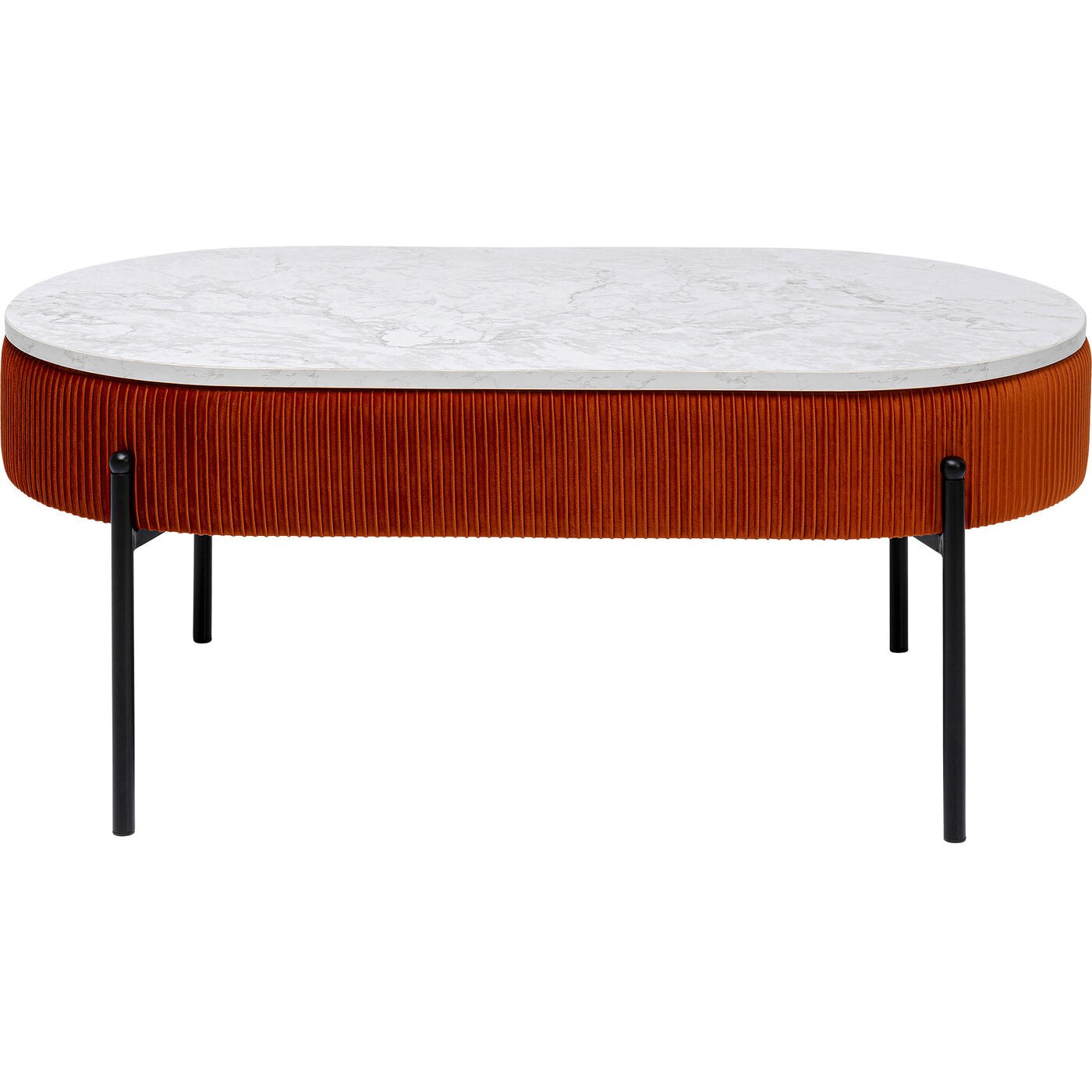 Table basse coffre Ballabile orange effet marbre blanc Kare Design