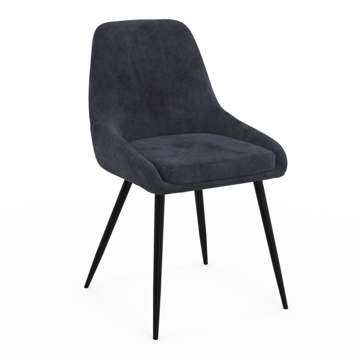 Chaises Olivia velours mix couleurs (gris clair, gris foncé, bleu) pieds métal - lot de 4