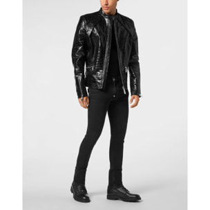 PHILIPP PLEIN Leather Moto Jacket COCCO