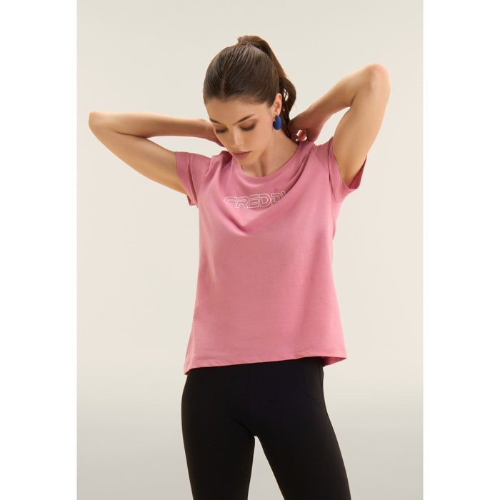 T-shirt Manica Corta con Logo FREDDY in Outline Glitter