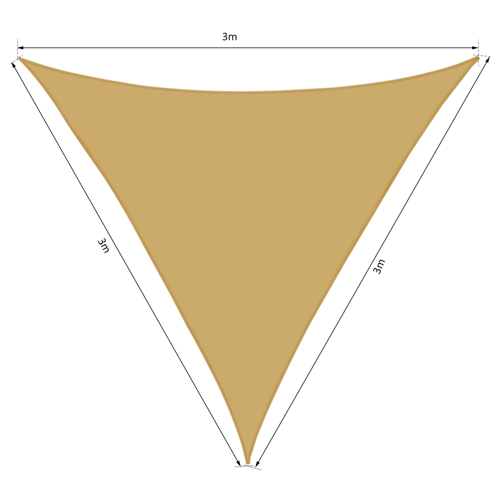 Voile d'ombrage triangulaire grande taille 3 x 3 x 3 m polyester haute densité résistant aux UV coloris sable