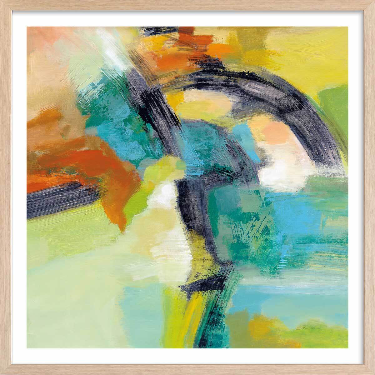 Poster Arc en ciel sur l'asphalte Affiche + cadre en bois - Chêne