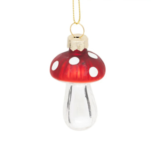 Lot de 2 sujets champignon H.6cm verre rouge