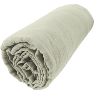 Drap housse - bonnet:30cm - 100% gaze de coton vert d'eau