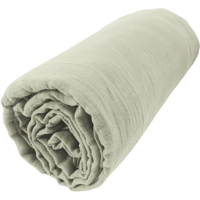 Drap housse - bonnet:30cm - 100% gaze de coton vert d'eau