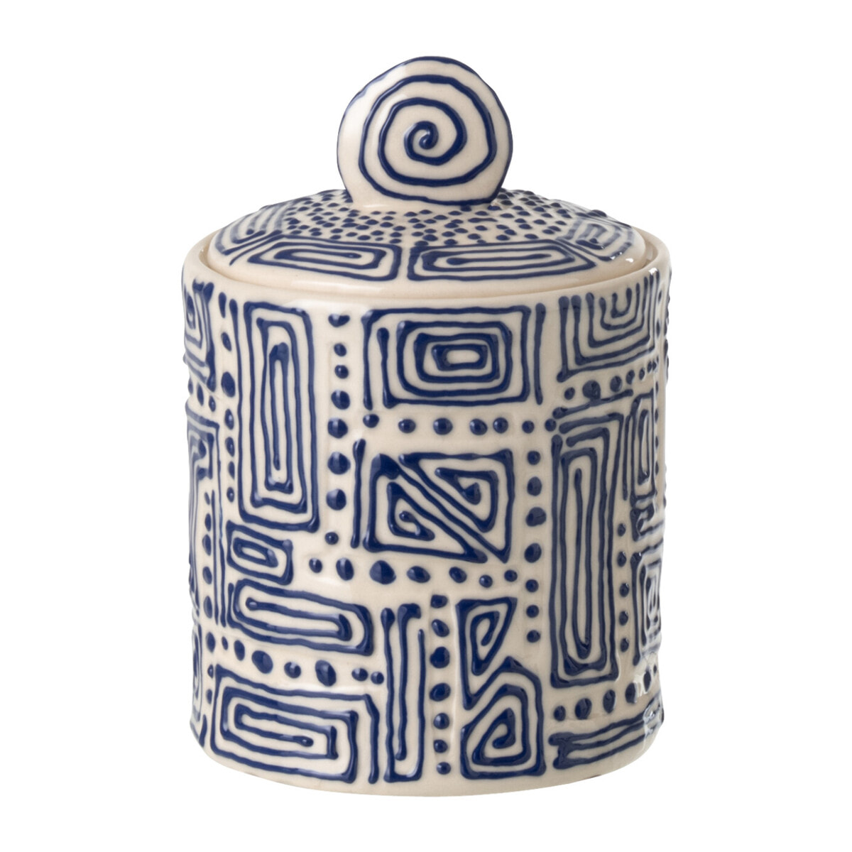 J-Line Pot décoratif Motif - céramique - blanc cassé/bleu