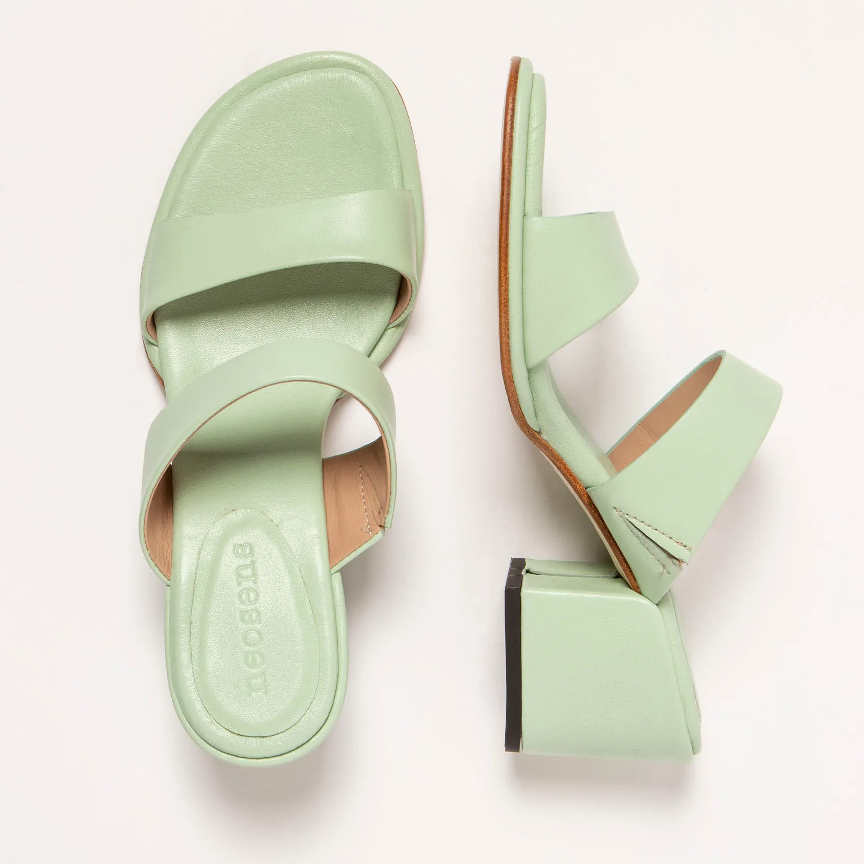 Sandalias con tacón S3174 NAPPA PASTEL GREEN/ FABER color Pastel green