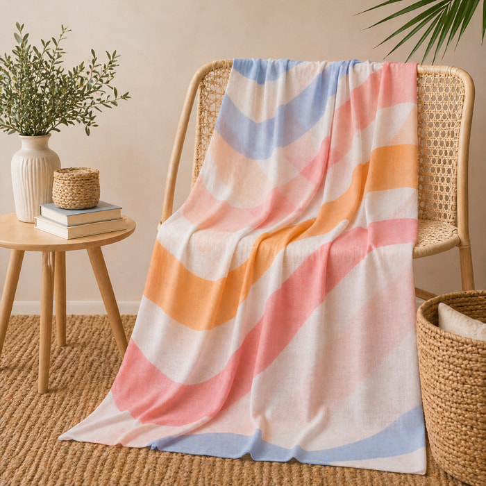 BASSETTI Telo Arredo/Multiuso Frizzy 270x270 in 100% Cotone_Pesca