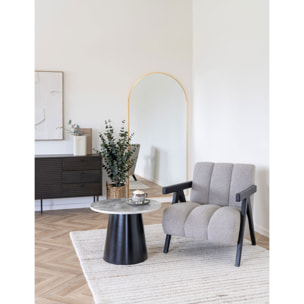 Brito - Tavolino da salotto effetto marmo grigio e nero ø60x45 cm