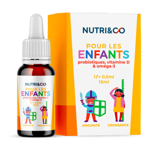 Probiotiques Enfant Vitamine D & Oméga 3 - Format Liquide 15ml