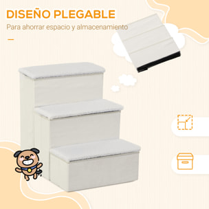 Escalera para Mascotas de 3 Peldaños con Espacio de Almacenaje 40x54x48cm Blanco