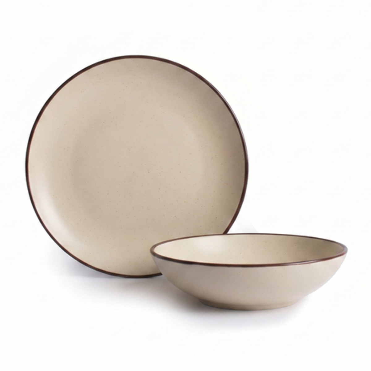 Set 12 Piatti in Ceramica, lavabile in lavastoviglie e adatto a microonde, Intrecci