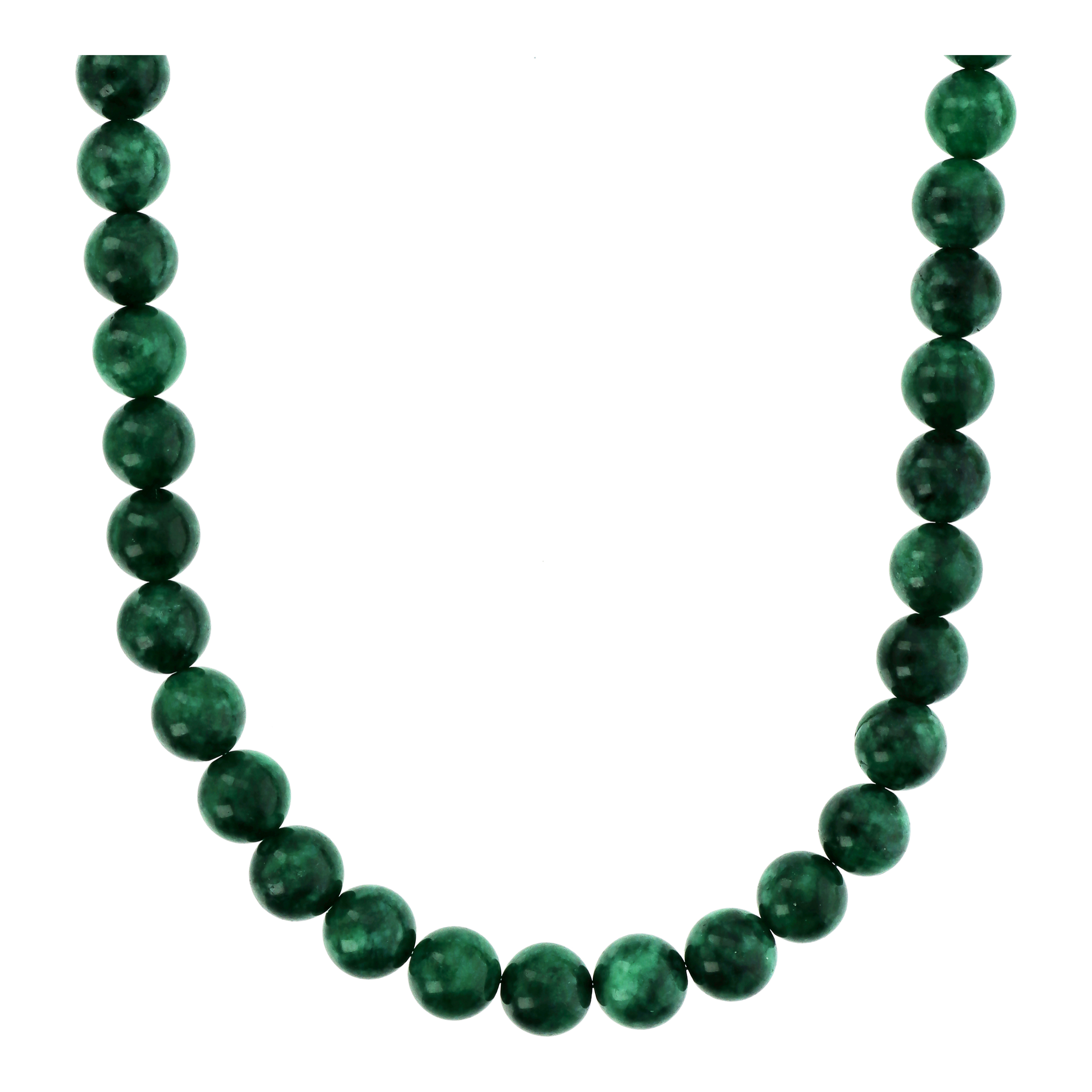 Collana Girocollo con Sfere di Pietra Naturale Quarzite Verde in Argento 925 placcato Rodio