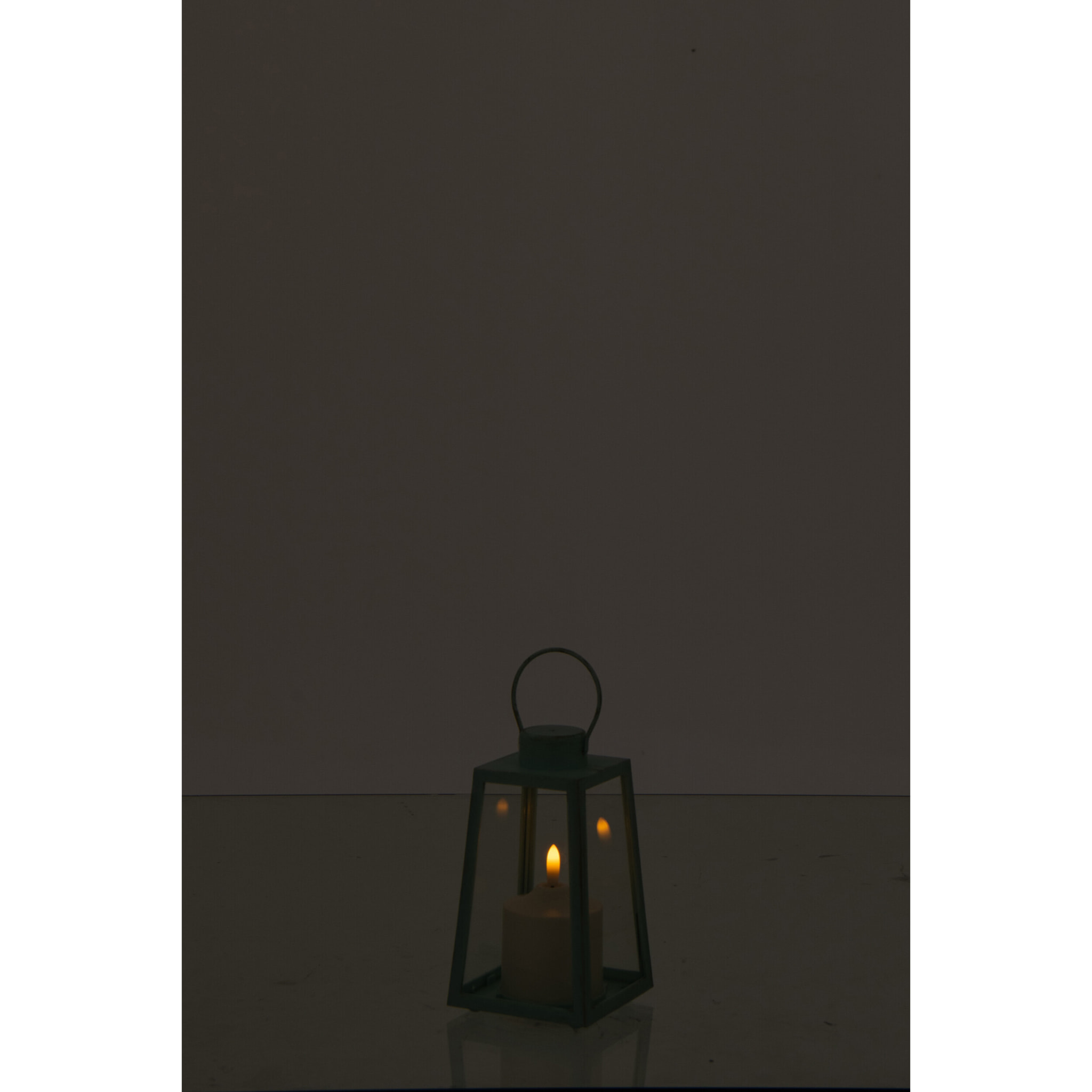 J-Line Lanterne + Bougie - verre - turquoise - small - 2 pièces - lumières LED