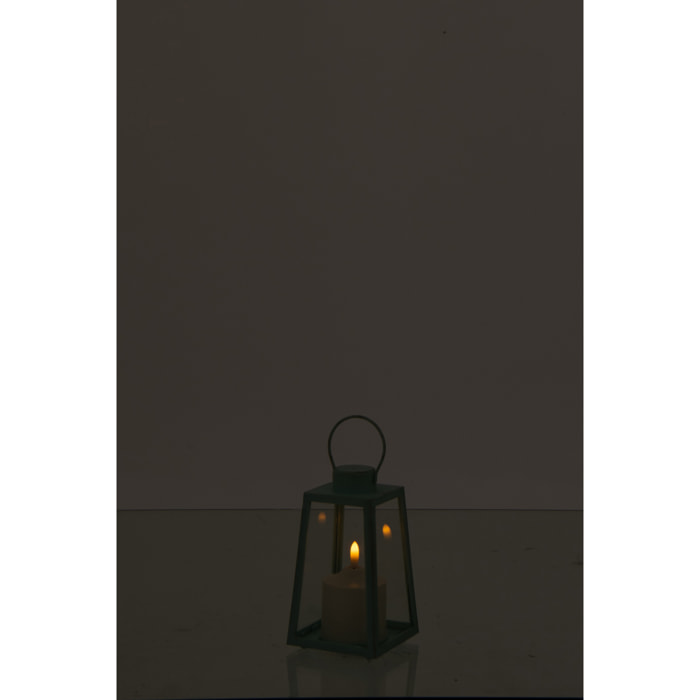 J-Line Lanterne + Bougie - verre - turquoise - small - 2 pièces - lumières LED