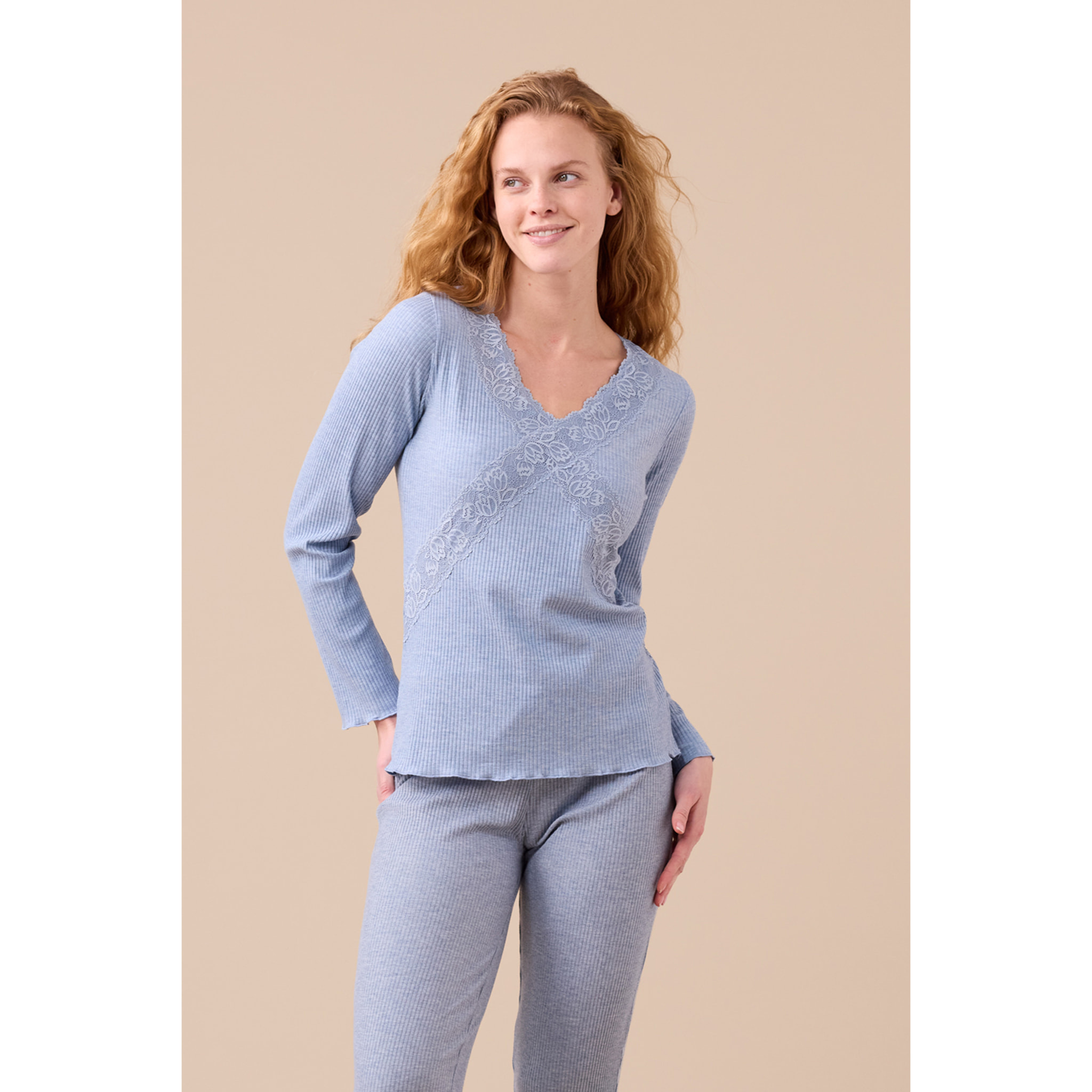 Pigiama donna in costina di viscosa articolo classic Noidinotte
