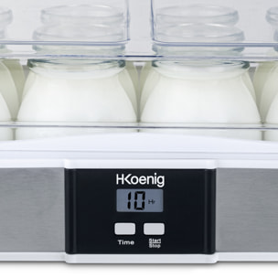 Yogurtera ELY120 H.Koenig 12 Envases, Pantalla LCD, 15 Horas de Preparacion, 21.5W