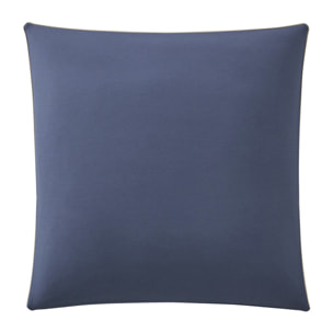 Taie d'oreiller bicolore en coton, BONS JOURS, Bleu Nocturne/ Bleu Denim