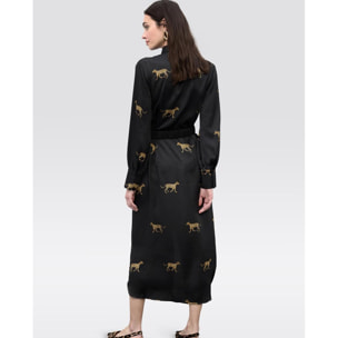 Abito in raso con stampa leopardata