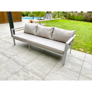 ANTALYA - Ensemble repas de jardin 9 places en aluminium gris