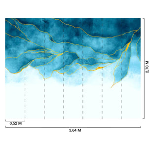 Papier peint aquarelle bleu et or effet luxe artistique Intissé