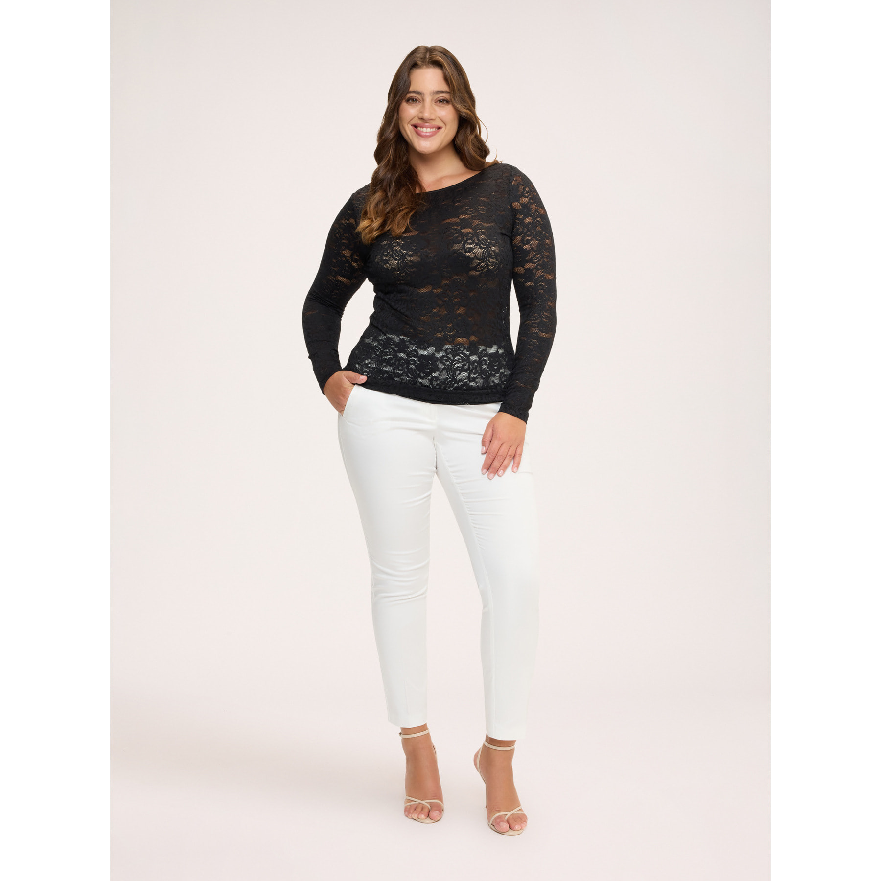 Fiorella Rubino - T-shirt a maniche lunghe in pizzo - Nero