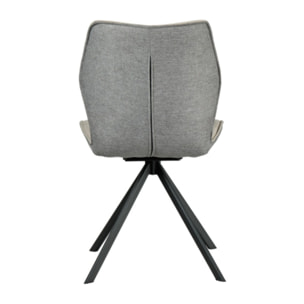 Chaise rotative 360° bicolore en velours et tissu & pieds en métal - 3 coloris - FLORENCE