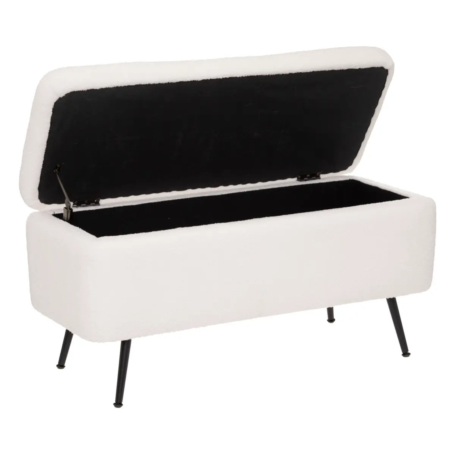 Banc coffre bouclette "Aurora" blanc 100x40cm