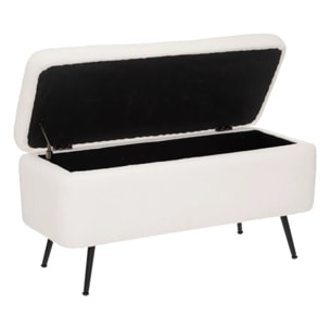 Banc coffre bouclette "Aurora" blanc 100x40cm