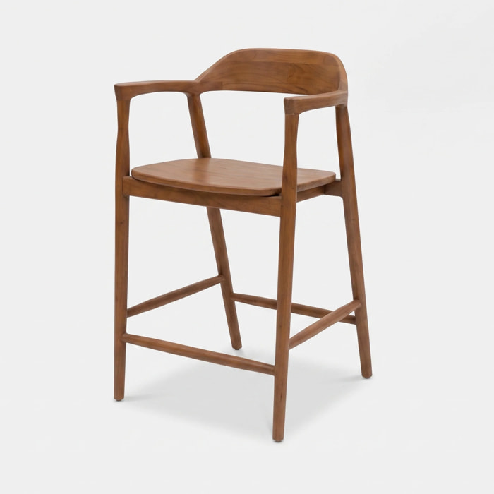 Chaise pour îlot central en bois de teck massif 66,5 cm - Céline