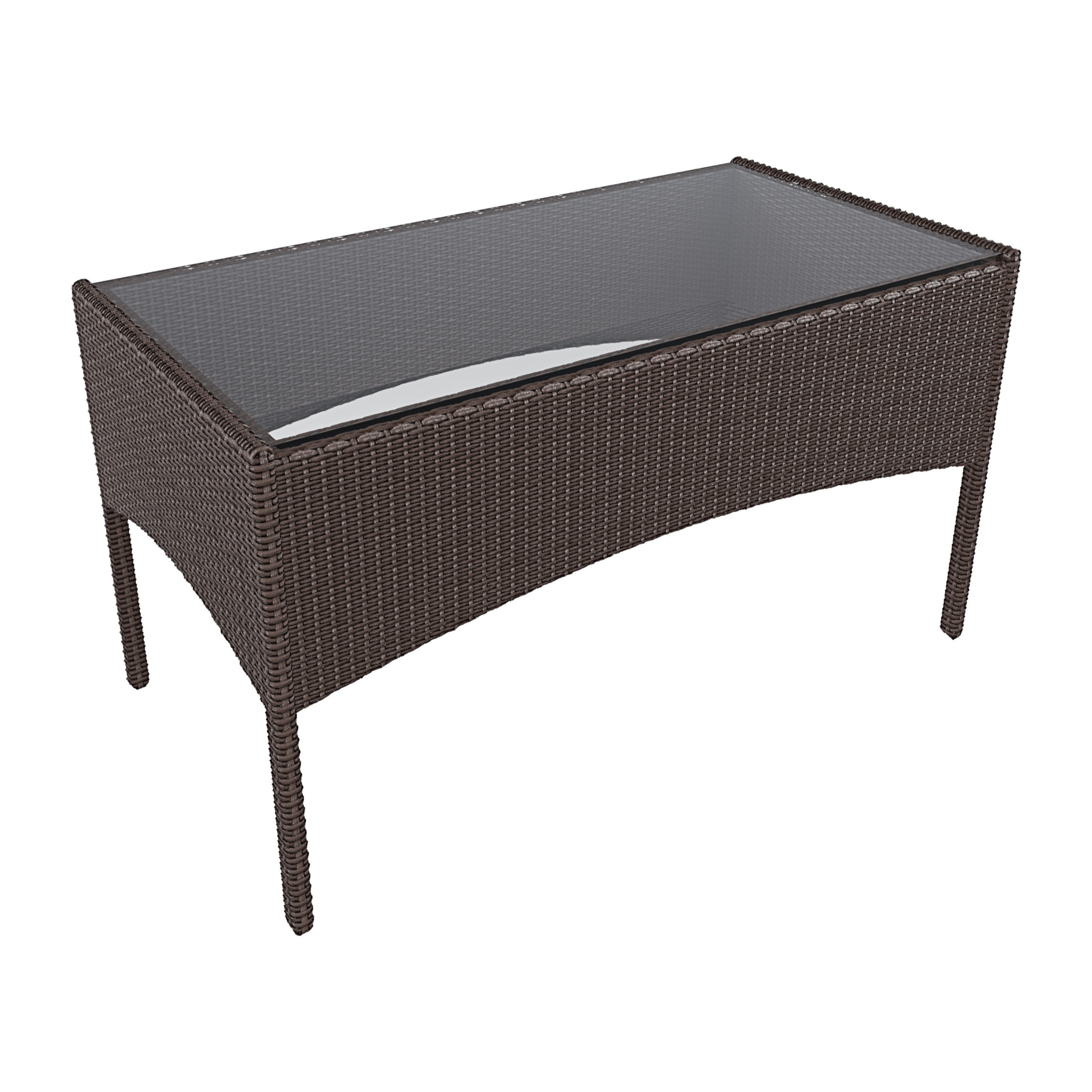 Set Di Mobili da Giardino Salotto Salottino in Rattan 4 Posti con Tavolino Ripiano In Vetro 2 Poltrone Divano 2 Posti Giardino Esterno Cuscini Marrone