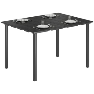 Mesa de Comedor de Jardín Rectangular, Mesa de Terraza Exterior 120x90x74 cm, con Encimera de HDPE y Estructura Metálica, para 6 Personas, Carga 50 kg, para Patio, Balcón, Negro