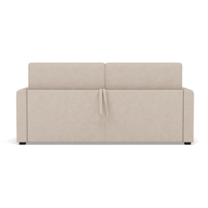 Julia - canapé 3 places convertible couchage quotidien matelas 18 cm en tissu - Beige