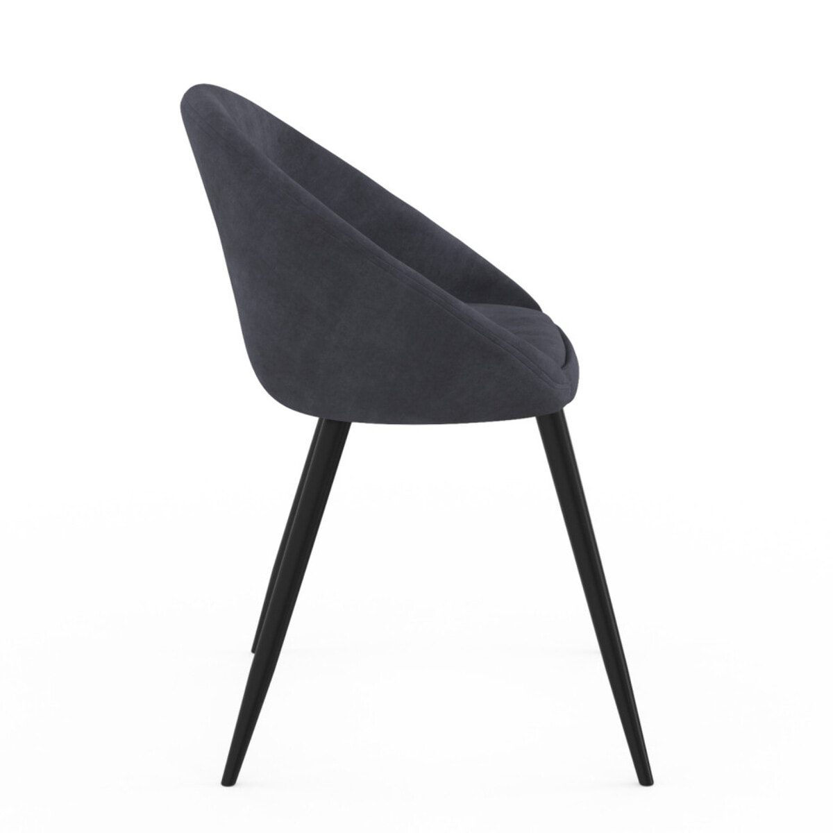 Chaises Dory en velours et pieds noirs - Gris
