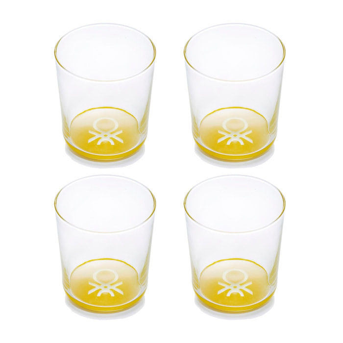 Set 4pc vasos de agua 0,33l cristal amarillo, rainbow Benetton