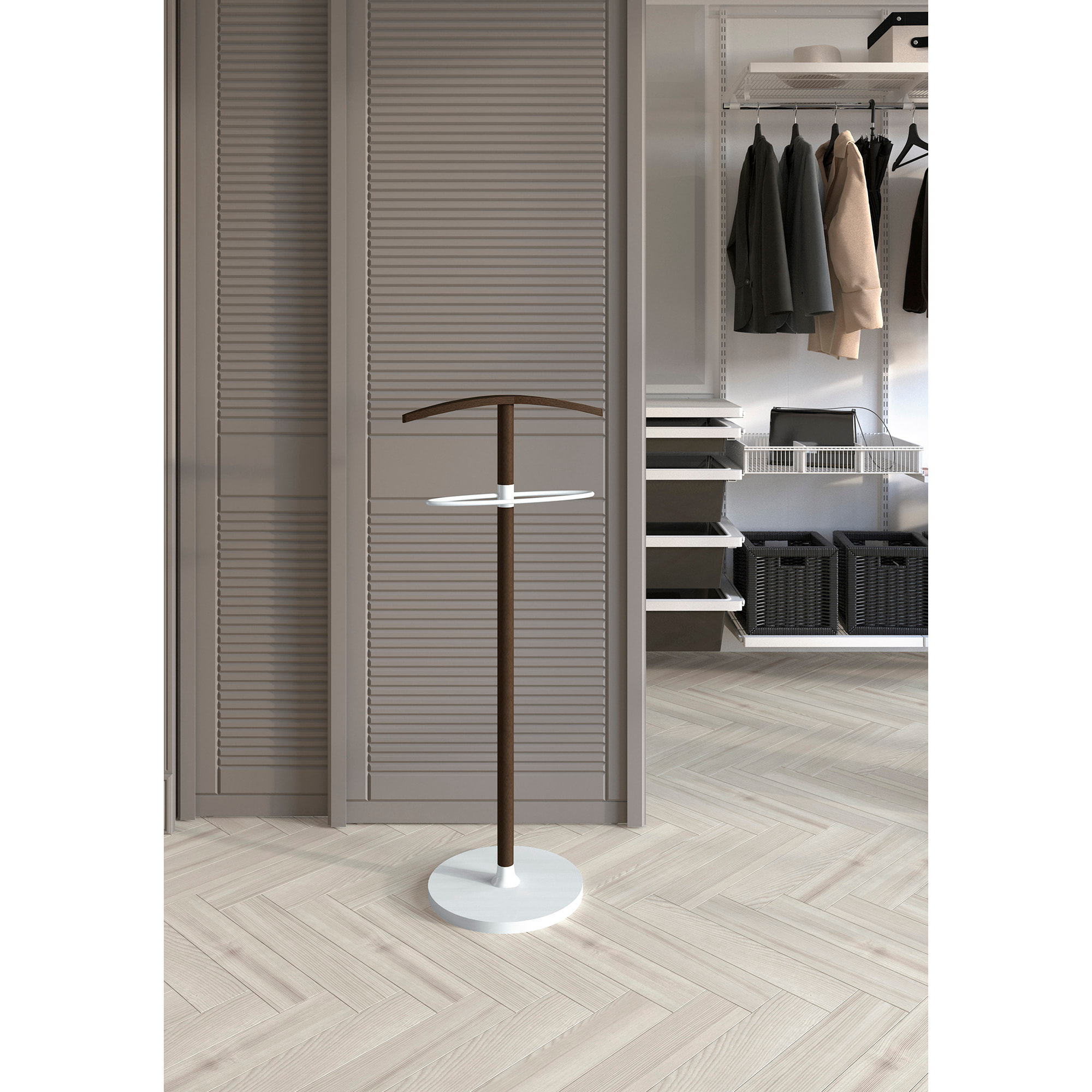 Galán de noche Suède wengué y blanco 109x46x34 cm