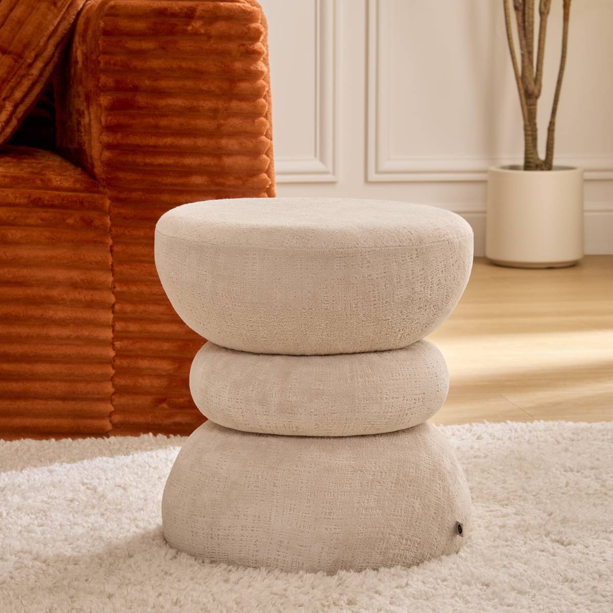 Pouf Ritem rond D.36cm crème
