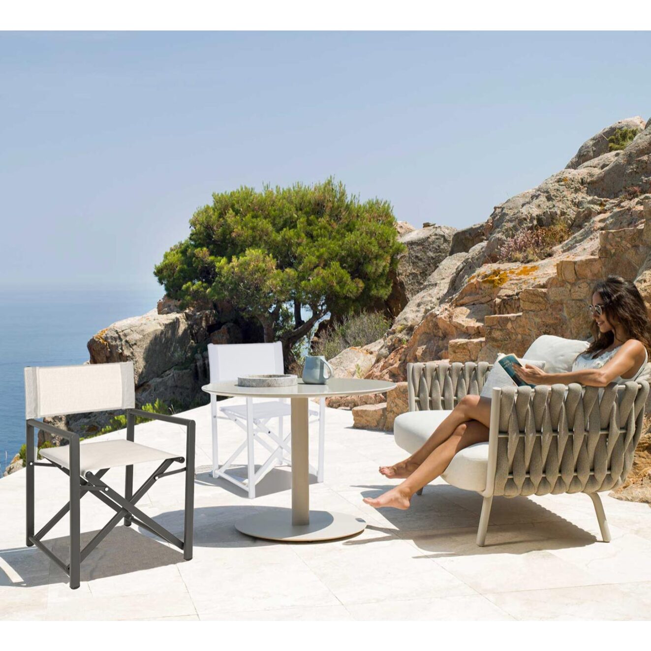 Set 2 sedie regista in alluminio Gilda da giardino richiudibili