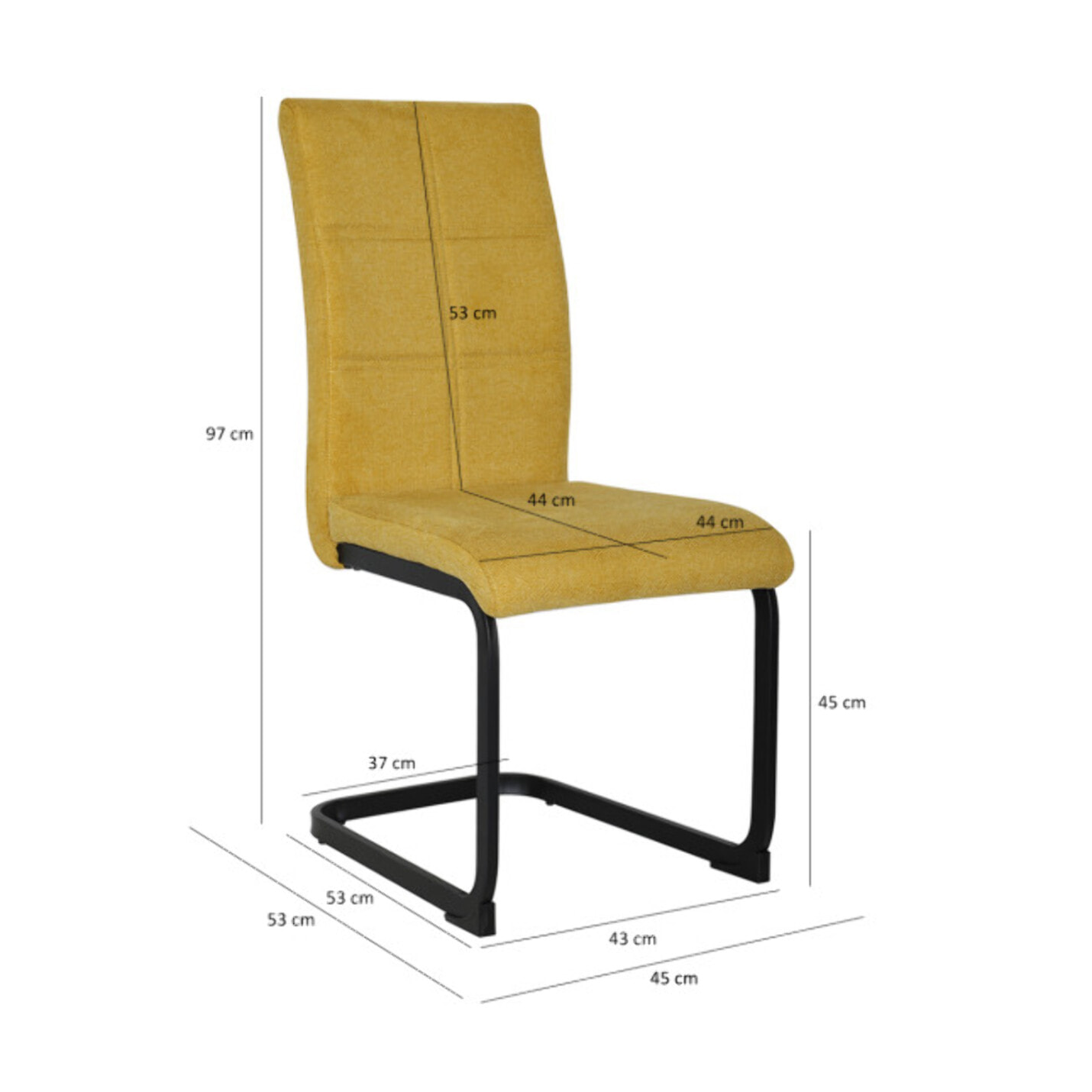 Chaise en tissu avec pied luge en métal - FABIO