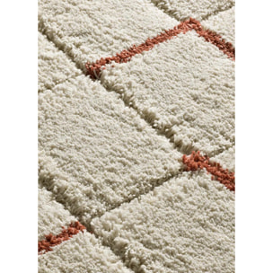 BRENDA Alfombra shaggy geométrica con relieve blanco y motivos caldera, varias medidas disponibles